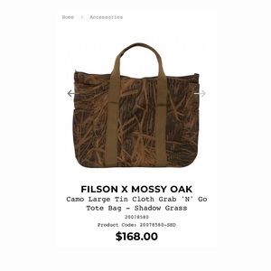 Filson Grab N Go Large Tote Tin Cloth Carry Waxed